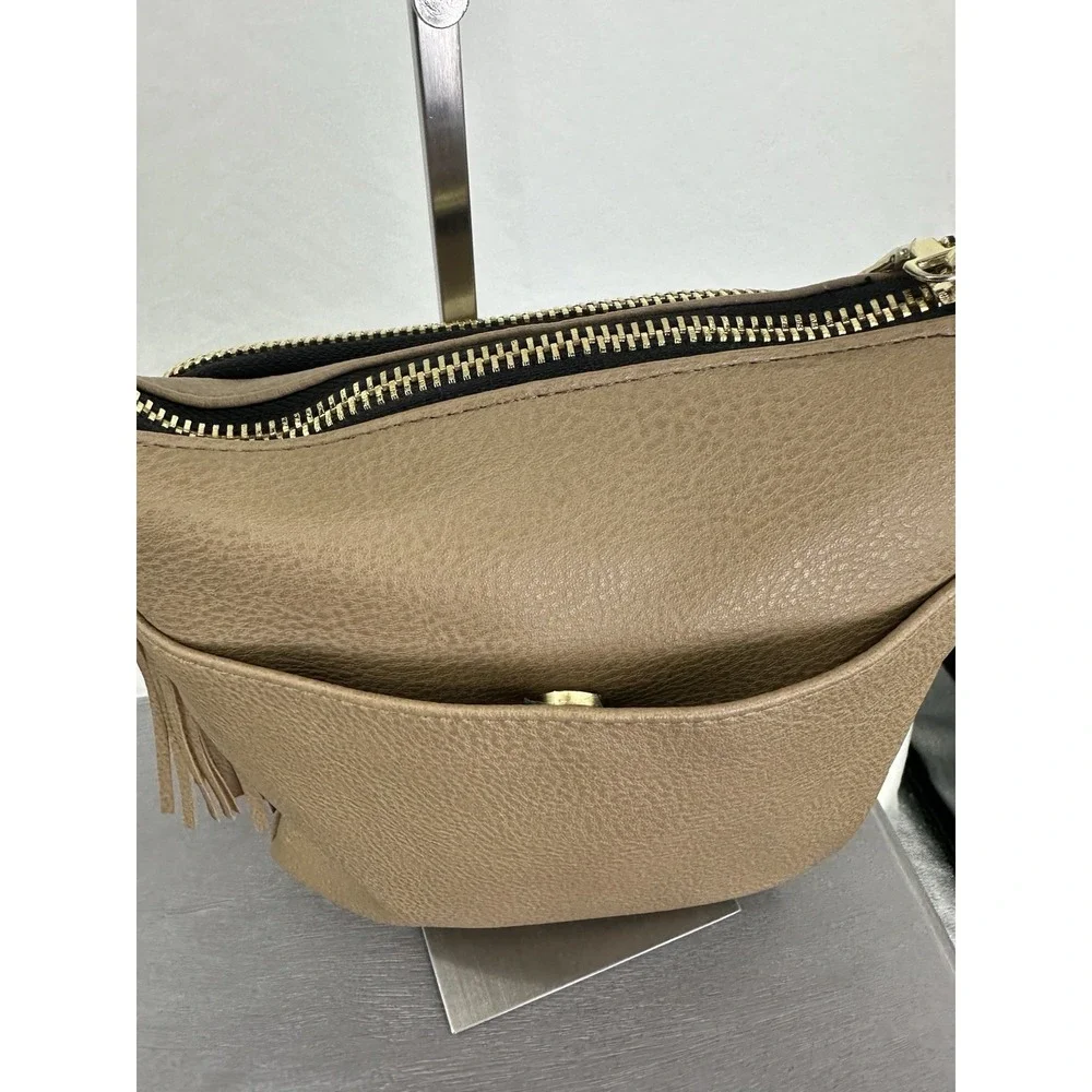 Steve Madden Tan Satchel Crossbody Purse Spell Out Black Gold 9x9‎ Brown